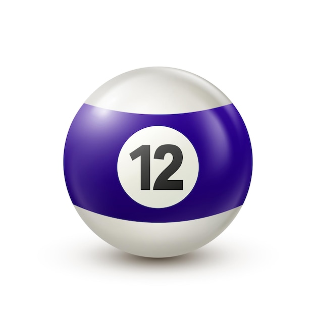 白い背景の上の 12 番スヌーカー宝くじボールとビリヤード紫プール ボール
