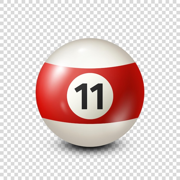 Vector billiard red pool ball with number snooker transparent background vector illustration