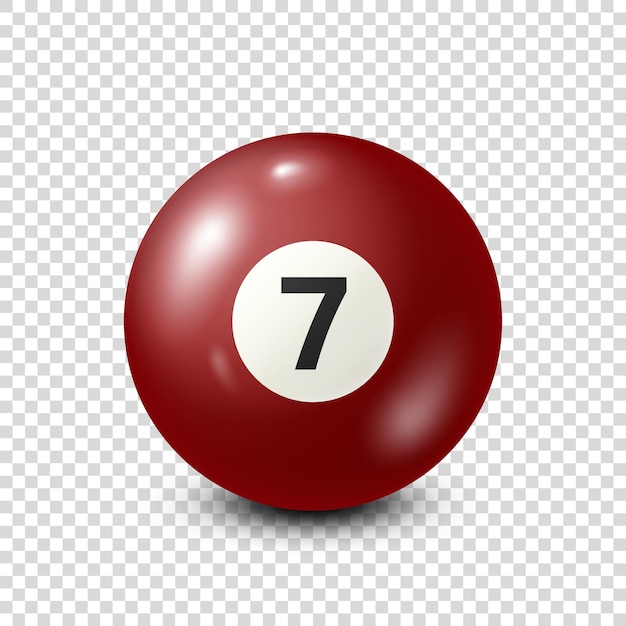 Vector billiard red pool ball with number snooker transparent background vector illustration