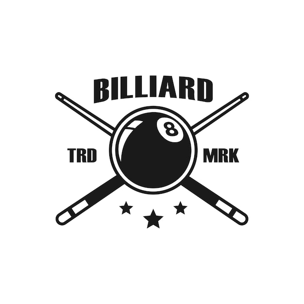 Vettore di progettazione del logo del biliardo etichette sportive per la sala da biliardo modello del logo del club del biliardo stampa