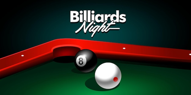 Vector billiards night is a pool table with a red handle and the number 8 on the top.