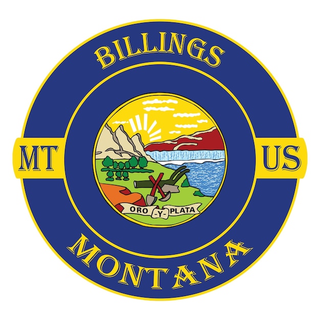 Billings Montana Vlag USA Reizen Souvenir Zegel Stempel Badge Sticker Logo Vector Illustratie SVG EPS