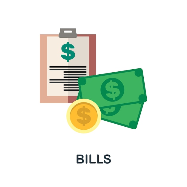 Bills flat icon Color simple element from fintech collection Creative Bills icon for web design templates infographics and more