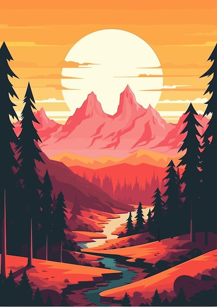 Vector biloooo_mountain_landscape_flat_design_not_too_complex_modern_4_76b11bd227014192966b0bd3f4309dbc