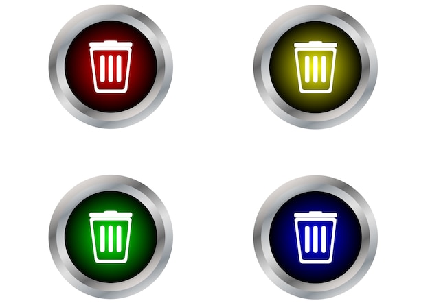 Vector bin button label isolated