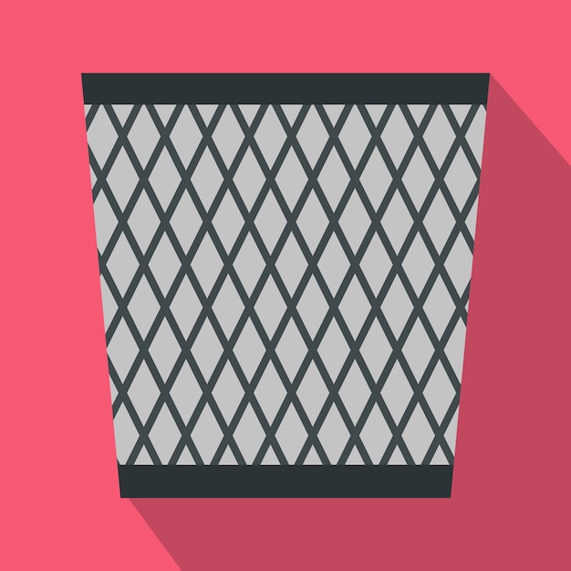 Vector bin icon in flat style with long shadow waste and sanitation symbol