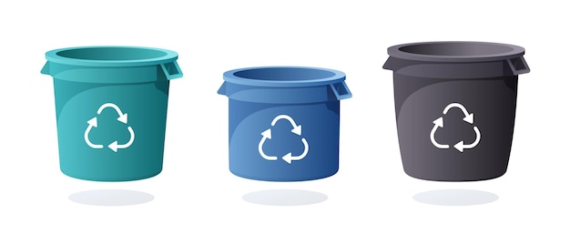 Vector bin set of trash baskets of different shapes vector illustration