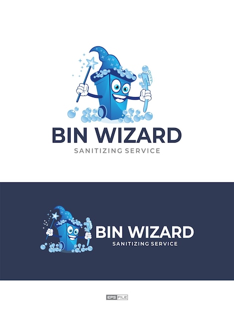 Bin wizard sanitation logo design vector