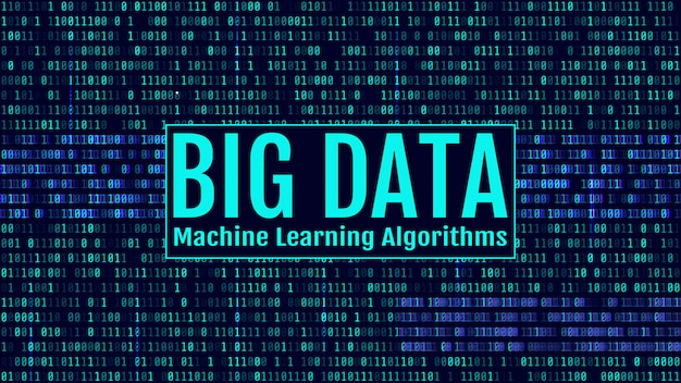 Binaire code, blauwe cijfers op het computerscherm. big data machin