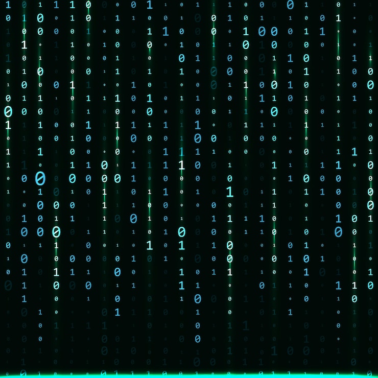 Vector binaire code nul een matrix witte achtergrond banner patroon behang vector illustratie