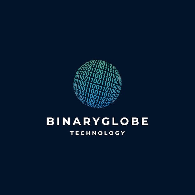 Binaire Globe Data Circle Technologie Logo Ontwerp Inspiratie