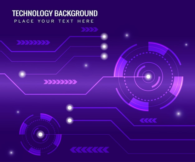 Binaire printplaat toekomstige technologie paarse HUD wereld cyber security concept achtergrond