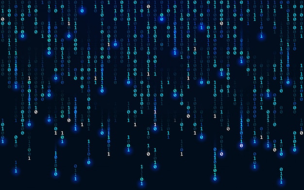 Binary background. Matrix concept. Falling digits. Blue futuristic technology  illustration