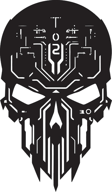 Binary banshee futuristic skull vector synthetic sentinel neon cyber skull emblem