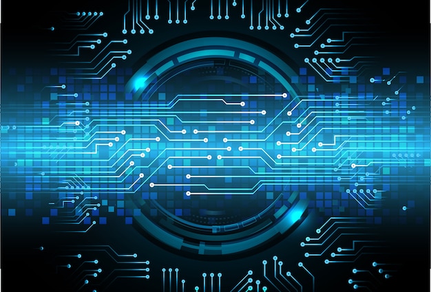 binary circuit board future technology, blue cyber security concept background