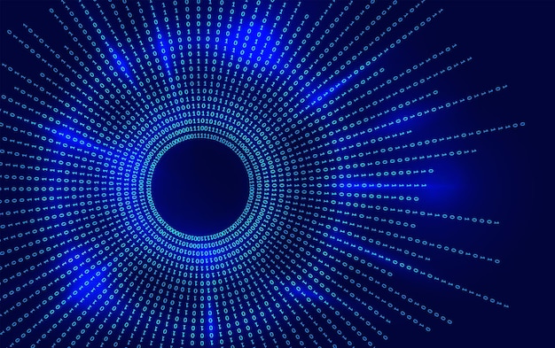 Binary code abstract background with a circular flow of glowing ones and zeros Futuristic technology concept representing artificial intelligence data visualization digital information network