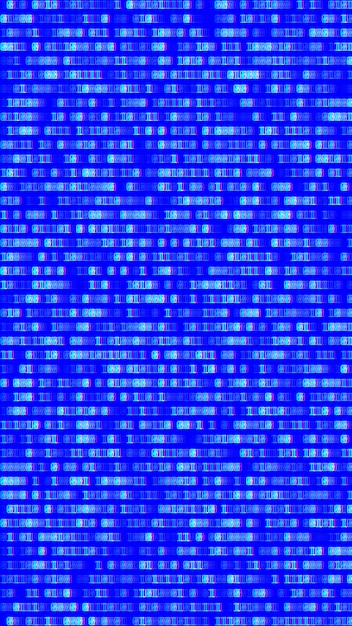 Binary code, blue digits on the computer screen.