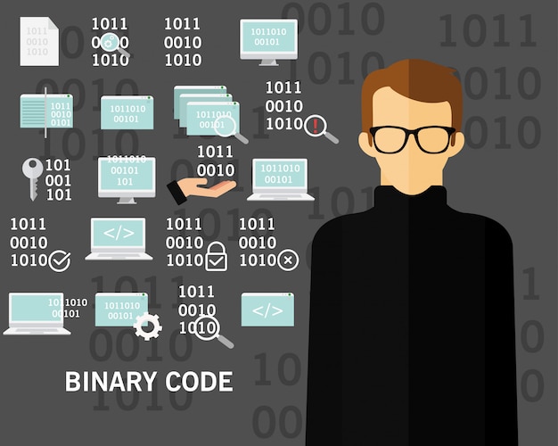 Vector binary code concept background