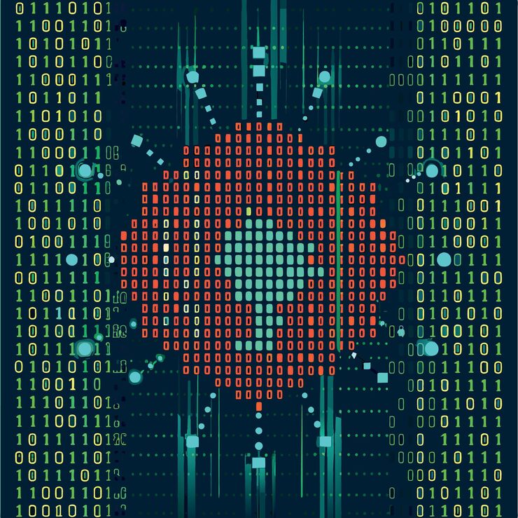 Vector binary code pattern digital technology background abstract matrix programming computer code