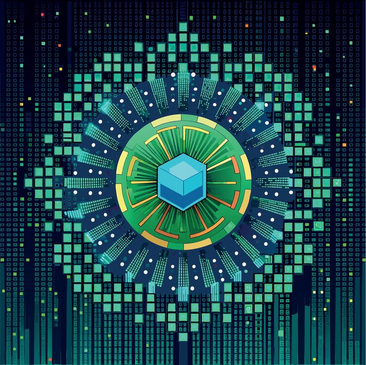 Vector binary code pattern digital technology background abstract matrix programming computer code