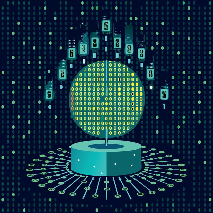 Vector binary code pattern digital technology background abstract matrix programming computer code