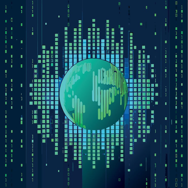 Vector binary code pattern digital technology background abstract matrix programming computer code
