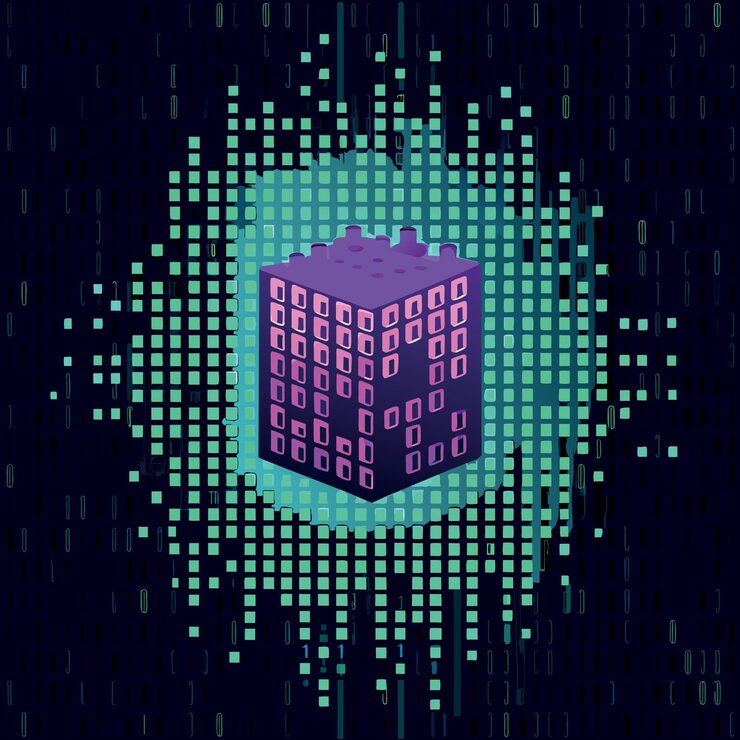 Vector binary code pattern digital technology background abstract matrix programming computer code