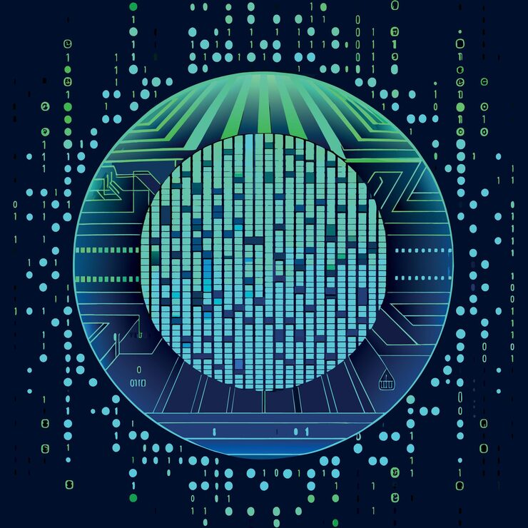 Vector binary code pattern digital technology background abstract matrix programming computer code