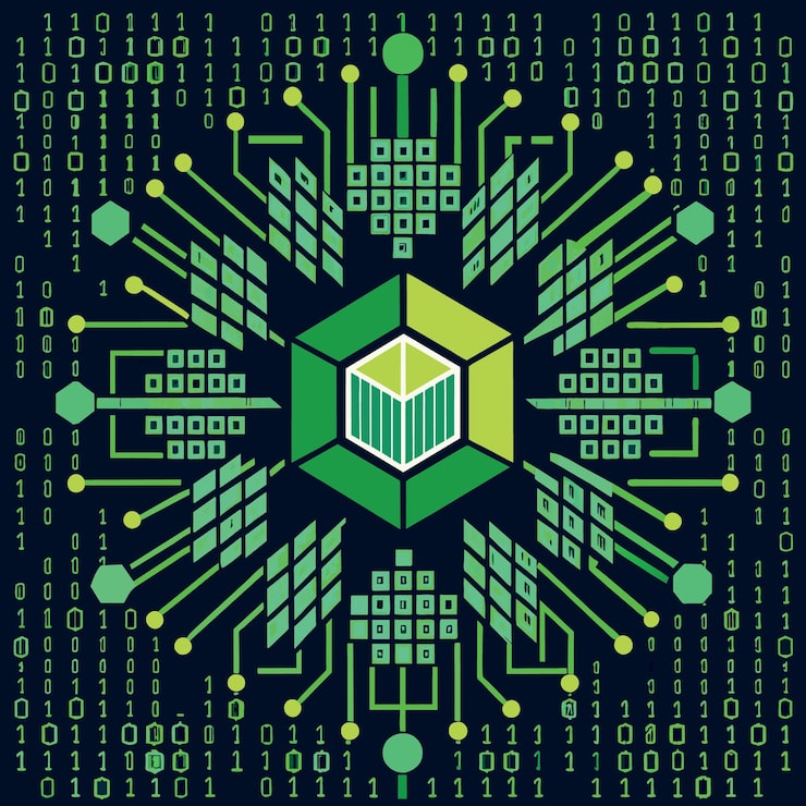 Vector binary code pattern digital technology background abstract matrix programming computer code