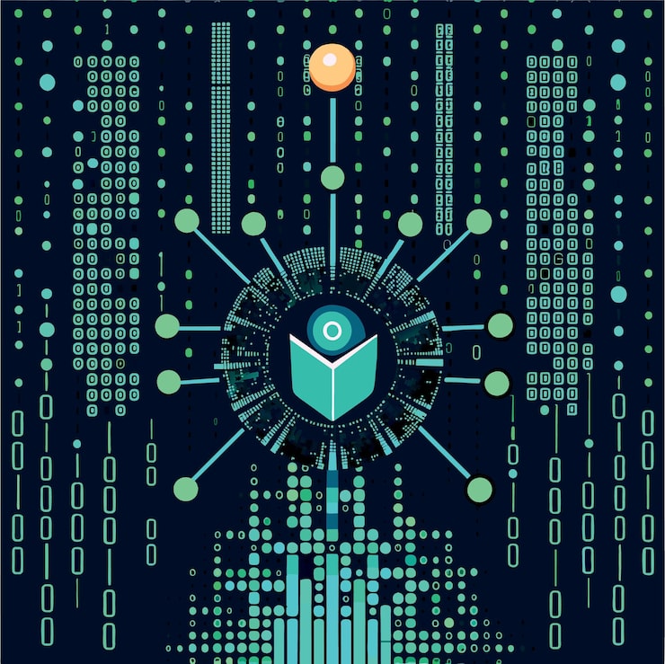 Vector binary code pattern digital technology background abstract matrix programming computer code