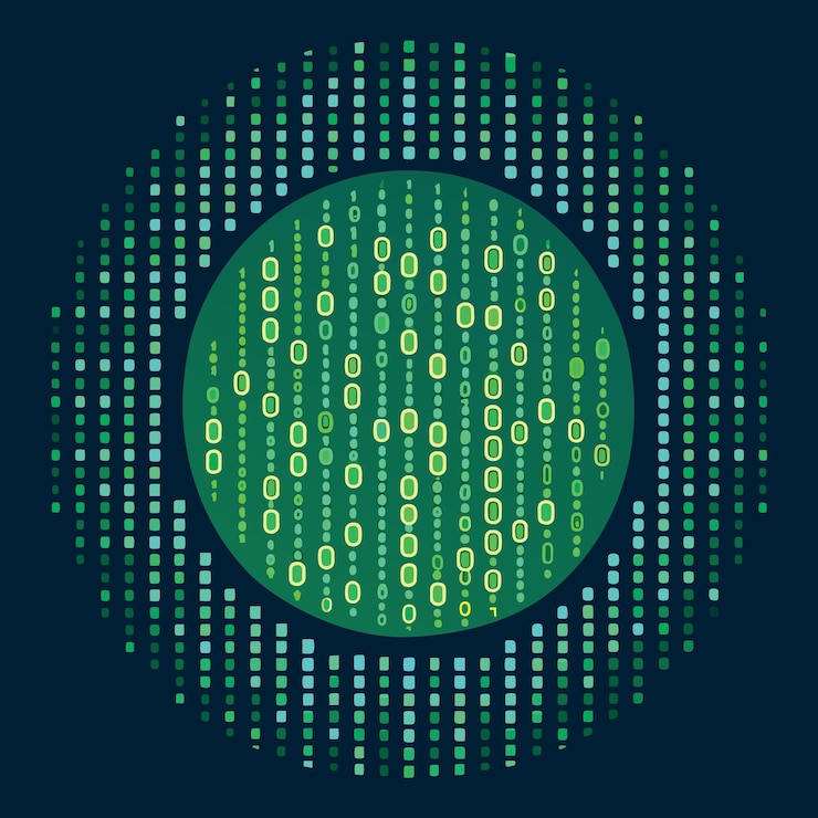 Vector binary code pattern seamless digital technology background abstract matrix