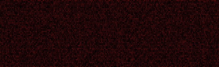 Vector binary code red background with two binary digits 0 and 1 on black background algorithm binary data