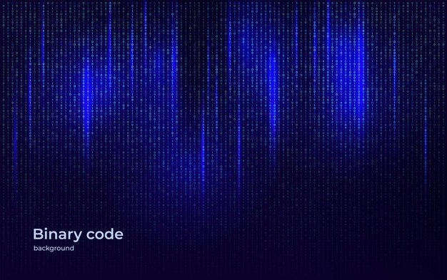 Binary Code Technology Concept Background Abstract Visualization of Digital Information Flow Cyber Network and Programming Data Stream for Futuristic Science and Computing