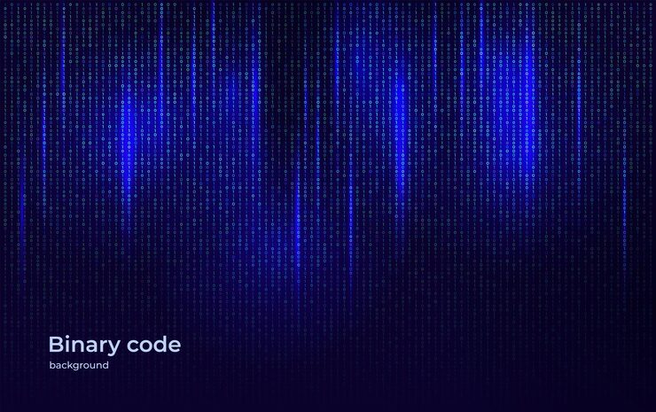 Vector binary code technology concept background abstract visualization of digital information flow cyber network and programming data stream for futuristic science and computing