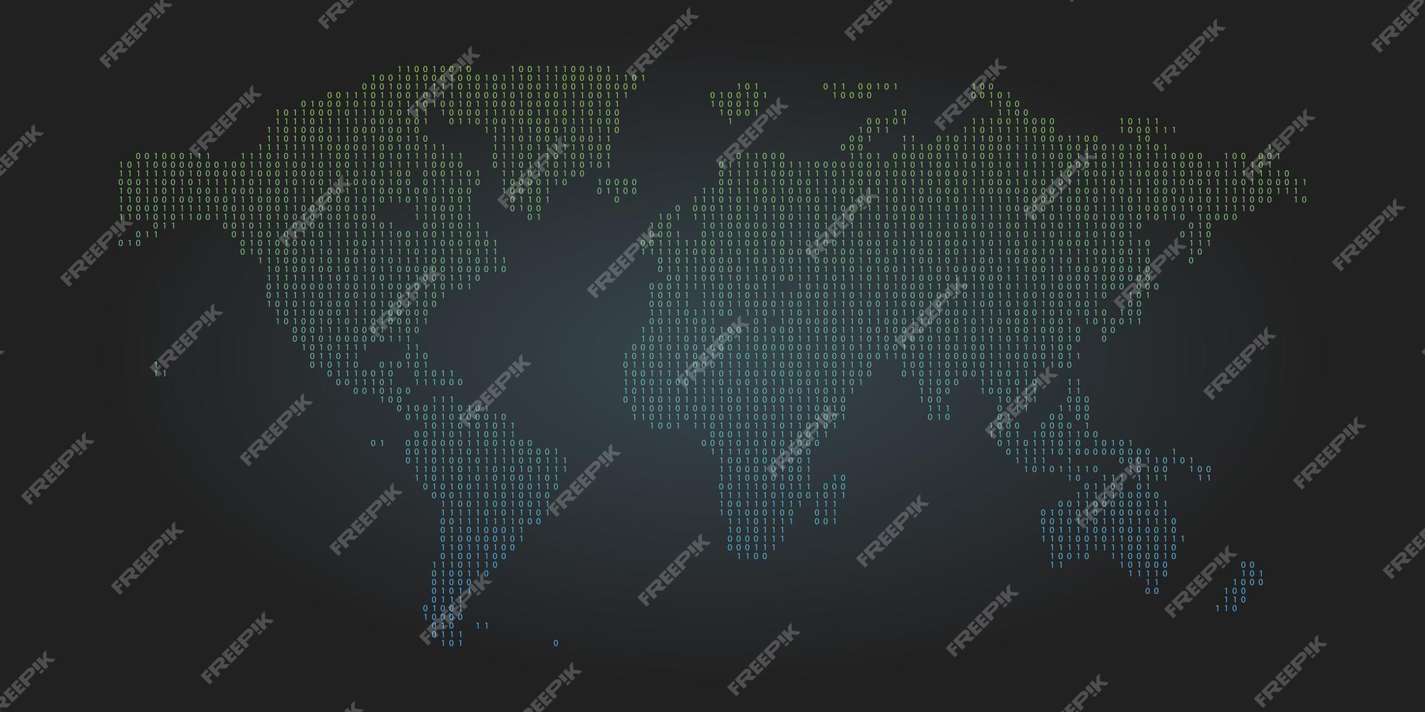 Download Binary Coding World Map Wallpaper