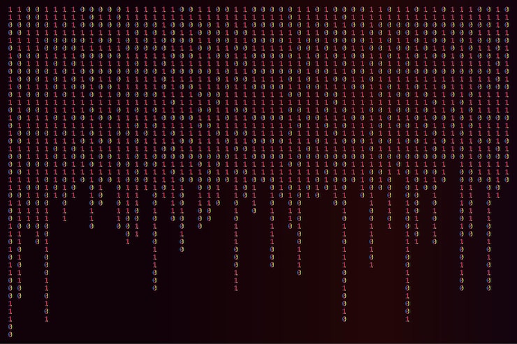 Vector binary code zero one abstract matrix white background with binary computer code