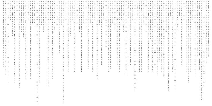 Vector binary code zero one abstract matrix white background with binary computer code