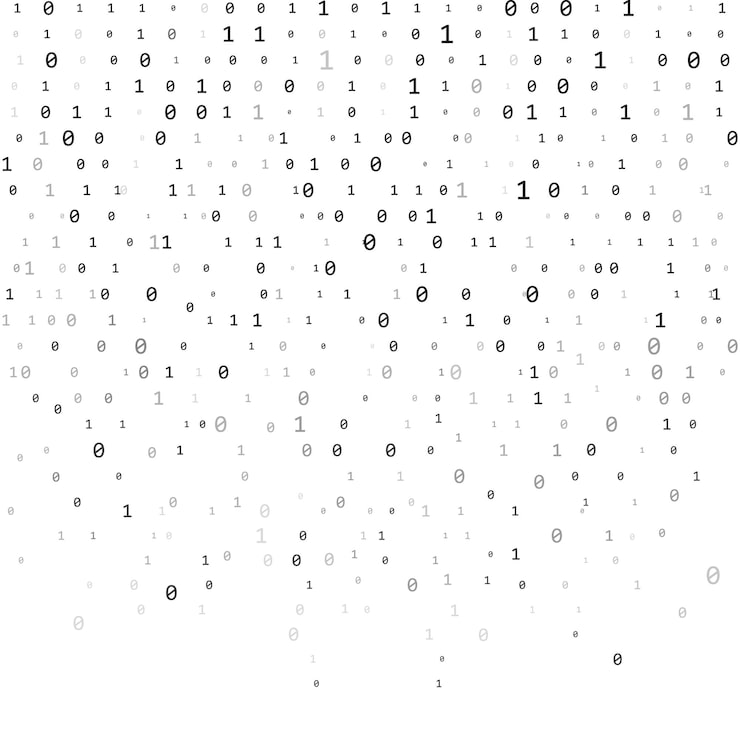 Vector binary code zero one matrix white background abstract matrix background binary computer code