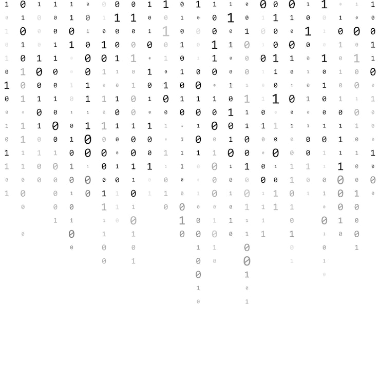 Vector binary code zero one matrix white background abstract matrix background binary computer code