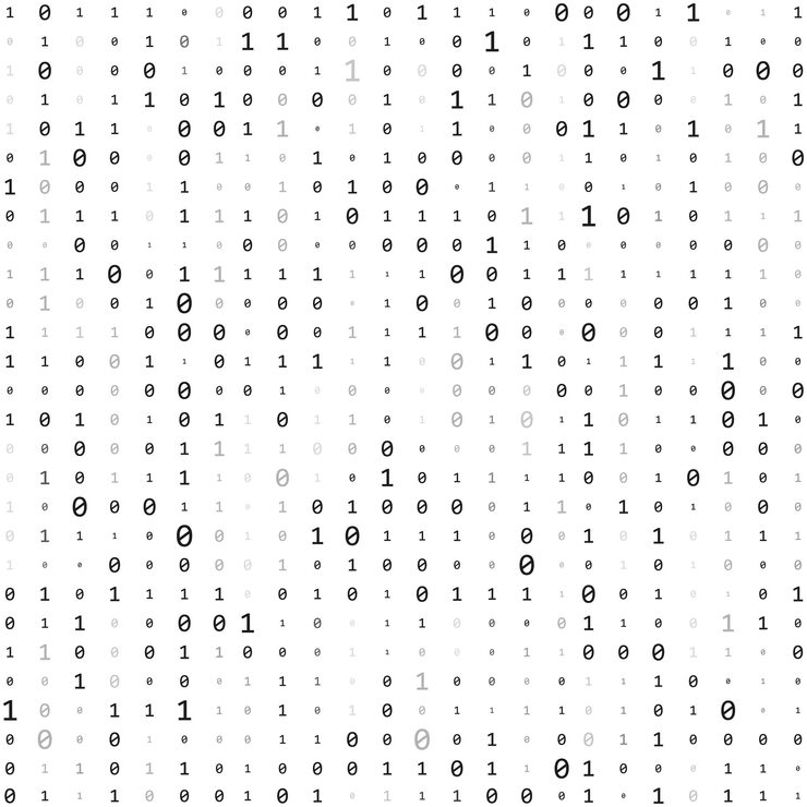 Vector binary code zero one matrix white background abstract matrix background binary computer code