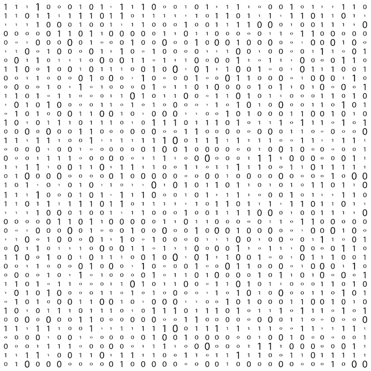 Vector binary code zero one matrix white background abstract matrix background binary computer code