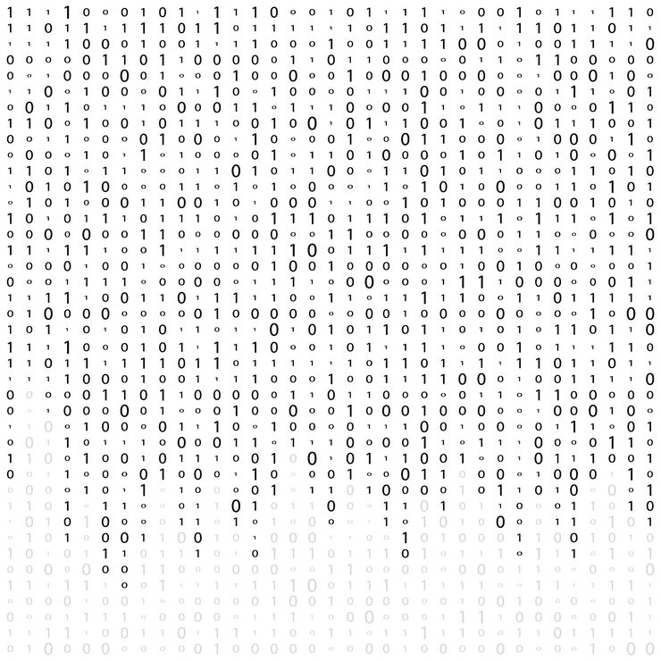 Vector binary code zero one matrix white background abstract matrix background binary computer code
