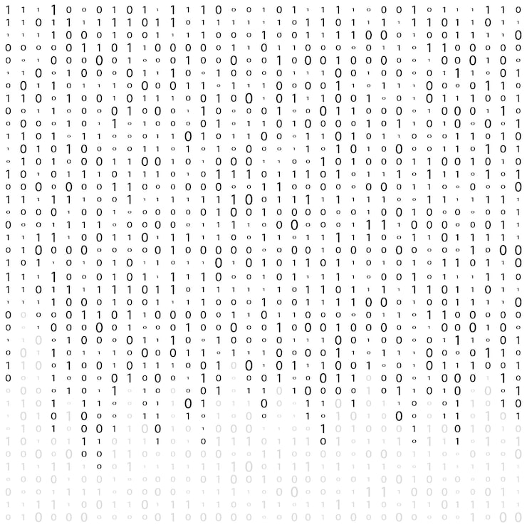 Vector binary code zero one matrix white background abstract matrix background binary computer code