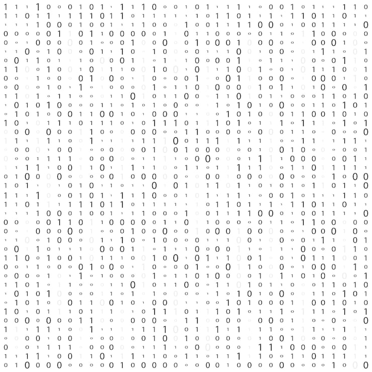Vector binary code zero one matrix white background abstract matrix background binary computer code