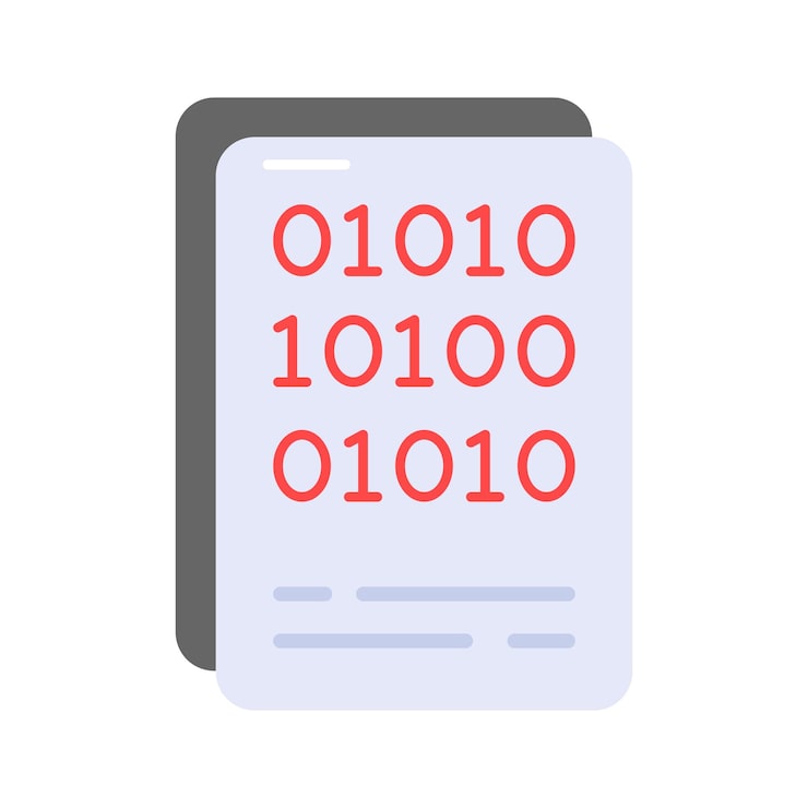 Vector binary coding on sheet showing vector of binary coding in modern style