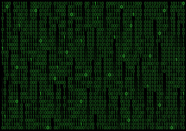 Vector binary matrix on a black background with disappearing code