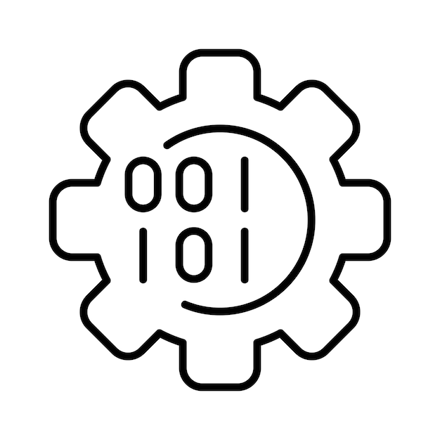 Binary system automation outline icon vector illustration