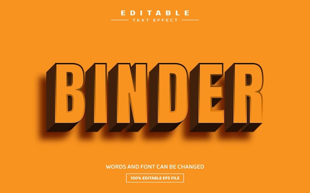 Binder 3d bewerkbare teksteffectsjabloon