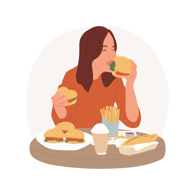 Binge eating isolated cartoon vector illustration