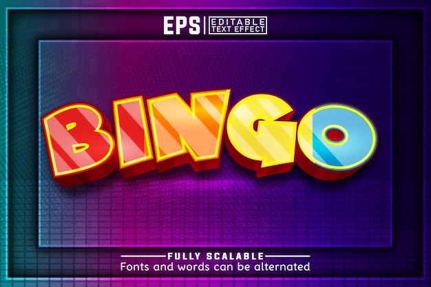 BINGO 3D 編集可能なテキストエフェクト